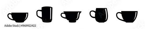Coffee and Tea Cups Vector Silhouette Collection