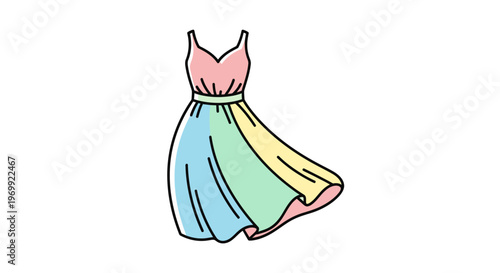 Colorful Fashion Dress Design Illustration.
