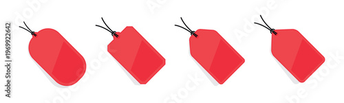 Red Price Tags with String Ties Vector Set
