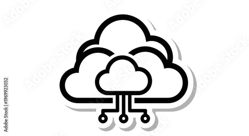 Cloud Computing Icon with Circuit Board Connection