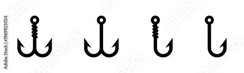 Fishing Hook Icons Flat Vector Set