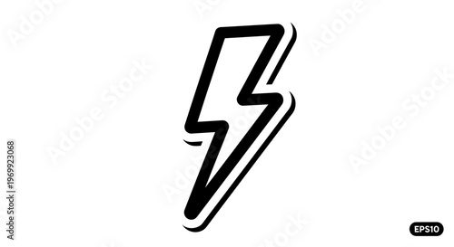 Black Lightning Bolt Icon on White Background