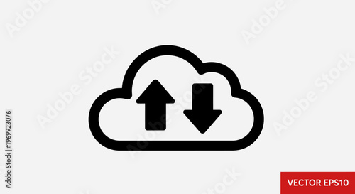 Cloud Upload Download Icon - Data Transfer and Storage Symbol