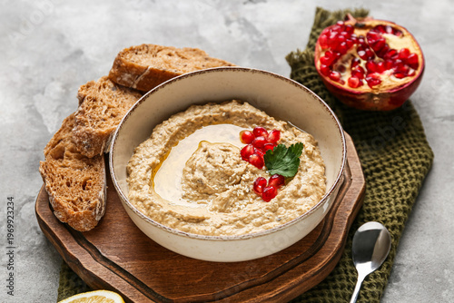 Bowl of tasty baba ghanoush...