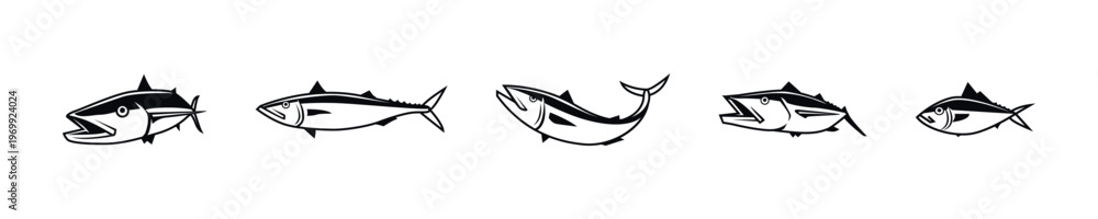 Fototapeta premium Tuna Fish Vector Illustrations in Various Poses