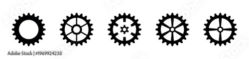 Gear and Cogwheel Vector Flat Icons for Mechanism Designs