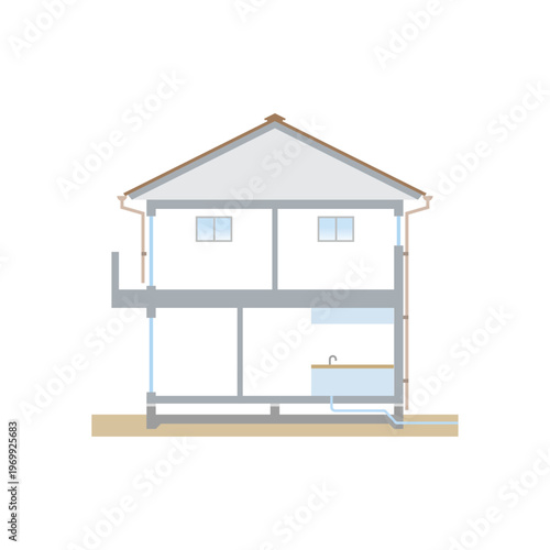 Cross Section Illustration of a Detached House