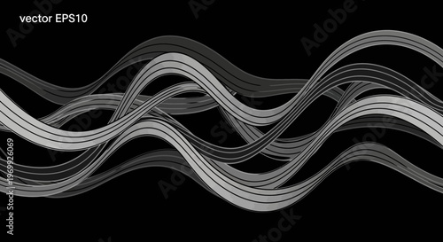 Abstract Black and White Wavy Lines Background