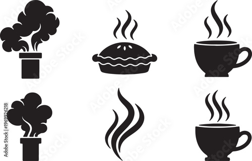 Black Solid Abstract Smoke and Steam Silhouette Shapes for Autumn