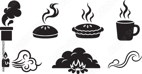 Black Solid Abstract Smoke and Steam Silhouette Shapes for Autumn