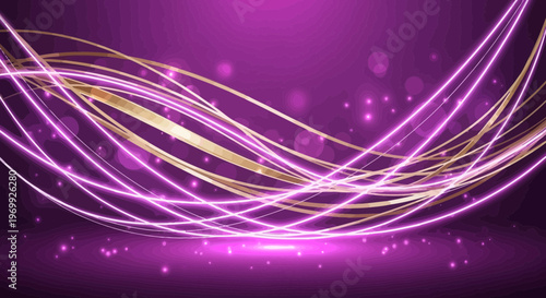Abstract Purple and Gold Swirls of Light, Energy Flow, Futuristic Design