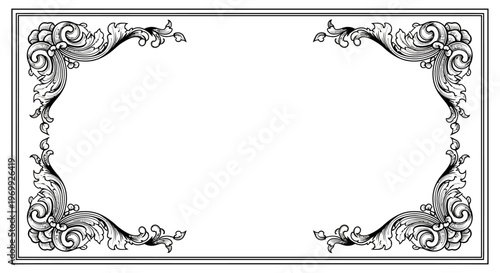 Elegant Vintage Corner Flourish Border - Ornate Decorative Frame Element