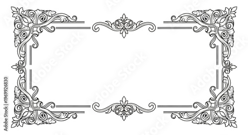 Vintage Ornate Floral Frame Border - Decorative Element for Design