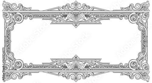 Ornate Vintage Frame Border - Decorative Art Nouveau Flourish Element