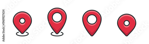 Red Location Pin Vector Icons for Navigation