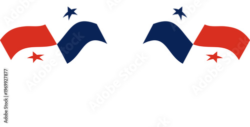 panama Crossed Waving Flags