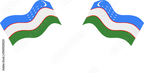 uzbekistan Crossed Waving Flags