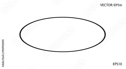 Simple Oval Shape, Minimalist Outline, Vector Graphic on White Background