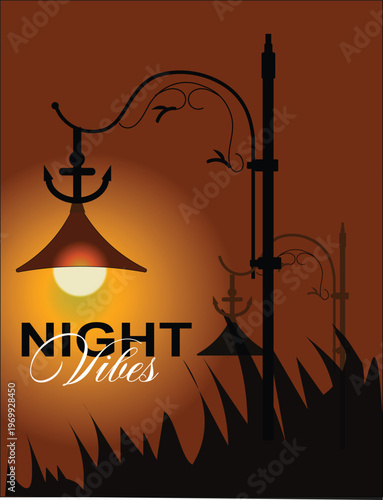 Night Vibes Lamp Post Silhoutte Design..