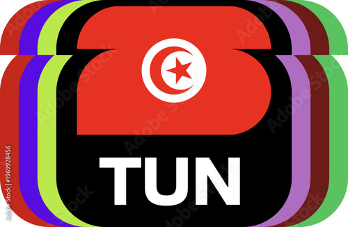 tunisia Flag Plaque Layered