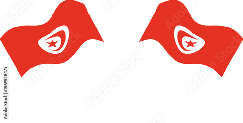 tunisia Crossed Waving Flags