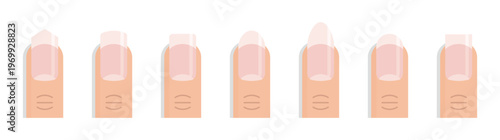 Nail Shape Types Vector Illustration Set