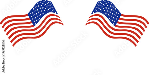 usa Crossed Waving Flags