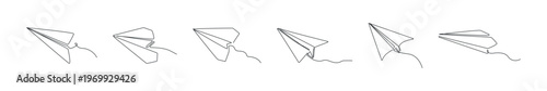 Paper Airplanes Line Art Collection Vector Set