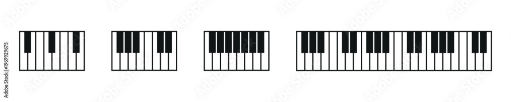 Fototapeta premium Piano Keyboard Layouts in Minimalist Style Vector Set