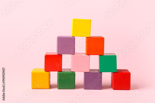 Tower made of colorful buil...