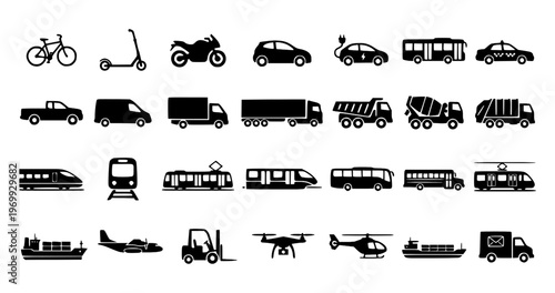 Vector set of Icons related to Transport and Logistics.