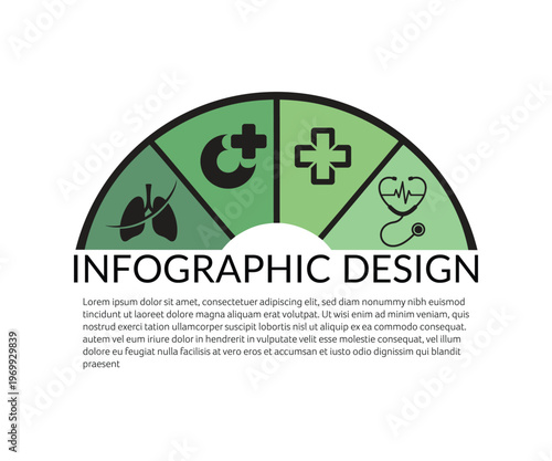 Medical infographic design template with health icons and sample text for healthcare and medical concepts