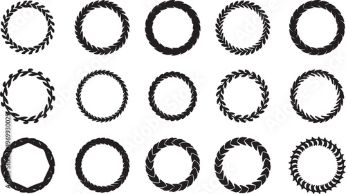 Black Solid Autumn Wreath Decorative Silhouettes Set of Six