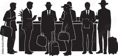 Black Solid Bridge Crossing Silhouettes Set of Six on White Background