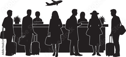 Black Solid Bridge Crossing Silhouettes Set of Six on White Background