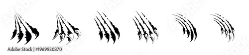 Black Claw Scratch Marks Illustrations Vector Set