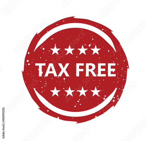 Tax Free Red Stamp Badge Isolated on White Background