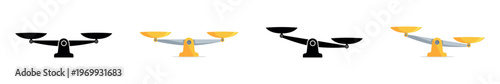 Balance Scale Vector Icon Variations in Yellow and Black Set