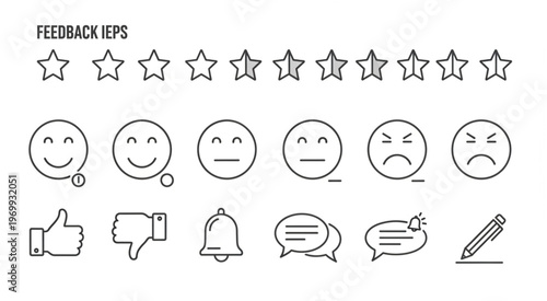Feedback icons set for rating and user experience design.