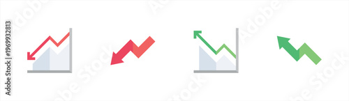 Rising and Falling Business Vector Graph Arrows Set