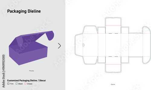 Curved Flap Roll End Tuck Mailer Box Packaging Dieline Templat
