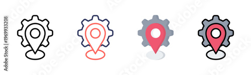 Positioning icon set multiple style collection