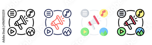 Interactive Content icon set multiple style collection