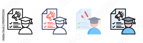 Academic Program icon set multiple style collection