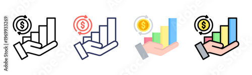 Roi icon set multiple style collection