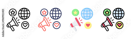 Social Media Marketing icon set multiple style collection