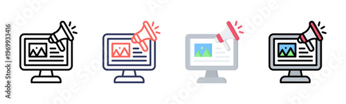 Digital Marketing icon set multiple style collection