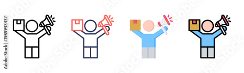 Influencer Marketing icon set multiple style collection