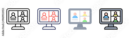 Virtual Event icon set multiple style collection