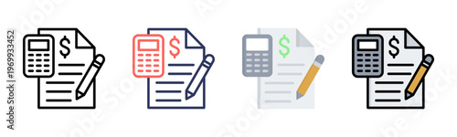 Budgeting icon set multiple style collection